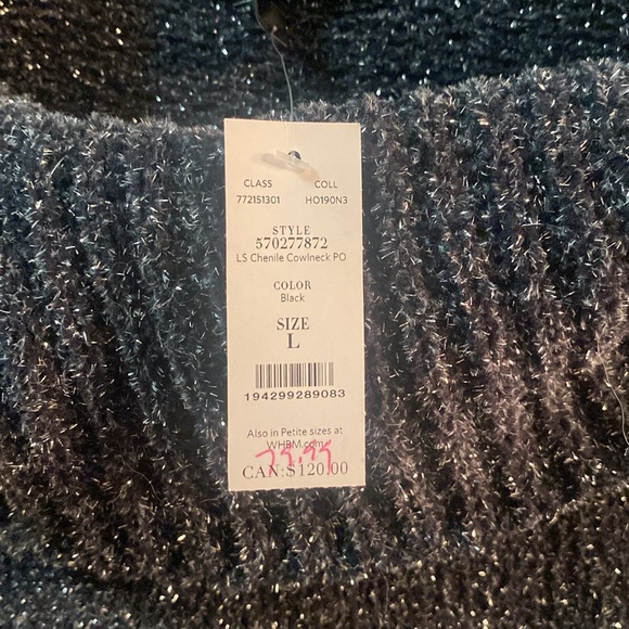 long sleeve chenille ! black metallic sweater gorgeous - Picture 2 of 3